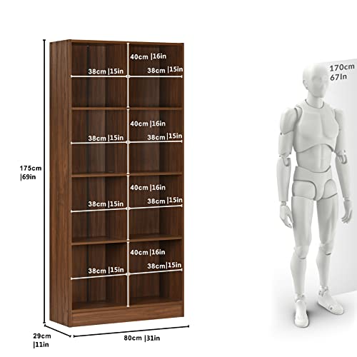 Image of DeckUp Meritus-L Engineered Wood Book Shelf and Display Unit (Walnut, Matte Finish)