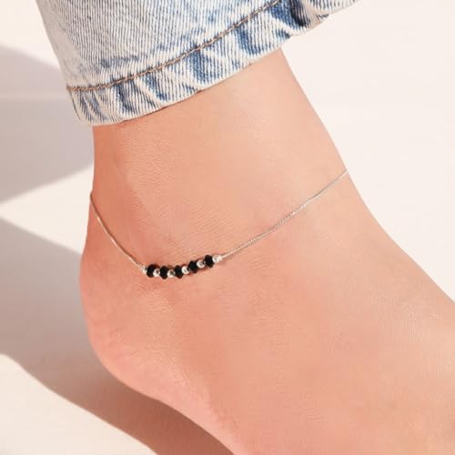 Image of ZAVYA 925 Sterling Silver Chain Look Anklet | Plated Precious Gift Ideas-Women Chain Anklet | With Certificate of Authenticity and 925 Hallmark