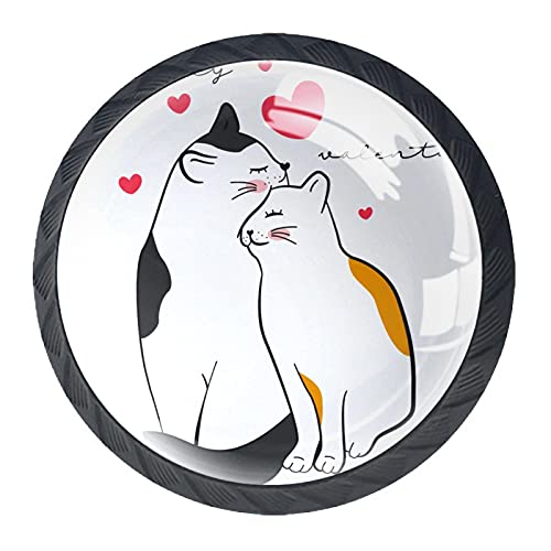 Boutons de tiroir cristal 30mm motif chat mignon lot de 4