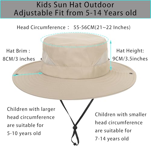 Utowo Summer Boy-Girls Outdoor-Sun-Hat Mesh-Fishing-Hat Wide-Brim Safari-Hat Sun-Protection Beach-Bucket-Hat For 5-9Years Older thumb #4