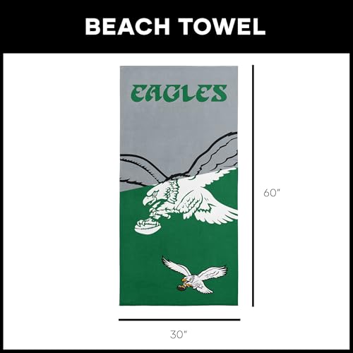 Image of Northwest NFL Philadelphia Eagles Microfiber Beach Towel, 30 x 60 Inches - Quick Dry, Sand Resistant, Lightweight, Highly Absorbent, Incisor Design
