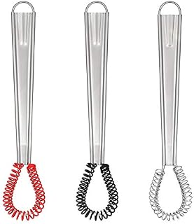 Meifyomng 3 Pack Stainless Steel Mini Egg Whisk, Handheld Milk Frother Foamer Foaming Creamy Coffee Mixer Spring Sauce Blender for Kitchen Accessories