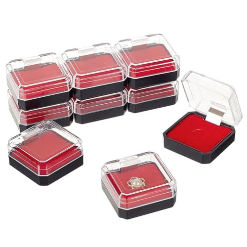 Image of OLYCRAFT 10Pcs Clear Plastic Gift Box For Pin 1.4x1.4x0.3 Inch Black Red Presentation Boxes for Badge Clear Lapel Pin Presentation Display Case for Lapel Pin Gemstone Storage Display