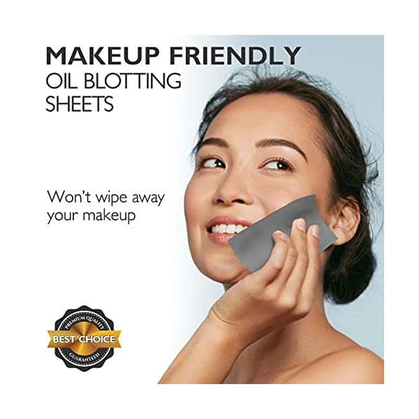 Natural-Blotting-Paper-for-Oily-Skin-with-Bamboo-Charcoal-25-Larger-3pk300-Oil-Blotting-Sheets-for-Face-Makeup-Friendly-Easy-To-Grab-One Natural Oil Blotting Sheets for Face with Bamboo Charcoal - 25% Larger - 3pk/300 Makeup Friendly Blotting Papers for Face - Easy Dispensing Oil Absorbing Sheets for Face