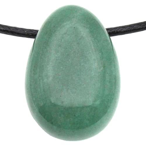 Genuine Green Aventurine Drop Pendant with Waxed Cotton Cord - Drilled Tumbled Stone - Stainless Steel Twist Lock (Green Aventurine, 45) - View 2
