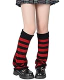 Witwot Leg Warmers Y2k for Women Girls Flared Leg Sleeve Harajuku Punk Striped Black-Red