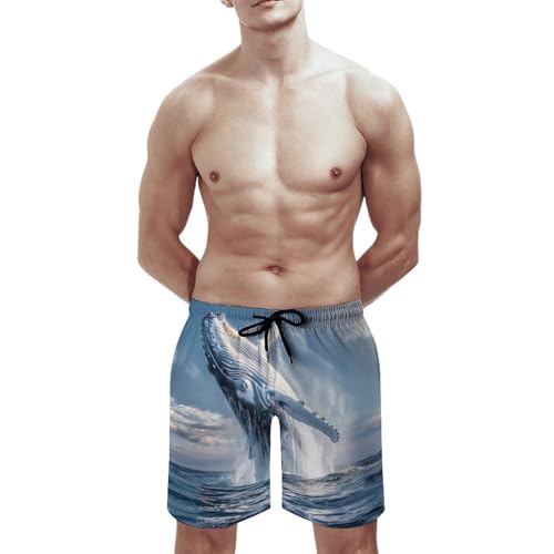 Humpback Sea Whale Ocean Animal Men's Swim Trunks Quick Dry Beach Shorts Board Shorts Bathing Suits with Pockets2