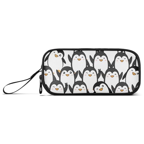 Image of Cute Penguin Pencil Case Box Boys Girls Large Pencil Pouch with Zipper Compartments Big Capacity Stationery Pen Bag Organizer for Kids Teens Adults School
