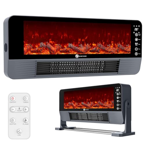 Radiador Electrico Bajo Consumo, Calentador de Pared 2 en 1 de Escritorio, 3 Modos de Funcionamiento, Pantalla Táctil LED y Control Remoto, Temporizador de 12H, Protección Antivuelco, 2000W