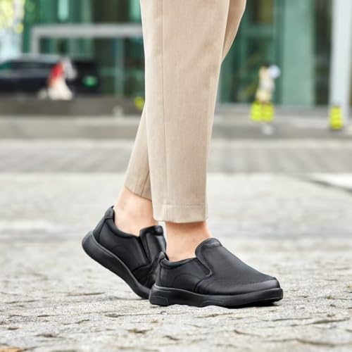 OrthoComfoot Men's Orthopedic Leather Dress Walking Shoes: Comfortable Plantar Fasciitis Oxfords with Arch Support, Business Diabetic Slip-On Loafers for Foot and Heel Pain Relief3