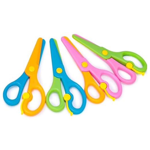 LovesTown Preschool Training Scissors,4Pcs Children Safety Scissors Pre-School Training Scissors Safety Scissors Art Craft Scissors