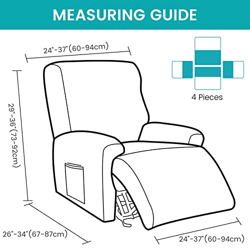 Mifxin Recliner Cover 4-Piece Velvet Stretch 1 Seat Reclining Sofa Couch Slipcover Soft Thick Elastic Recliner Chair Cover Anti-Slip Washable Furniture Protector For Kids Pets (Emerald Green) #TOP4