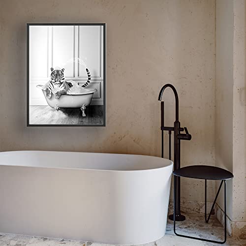 Tiger Poster - Black And White Painting Poster Unframed - Animal Canvas Wall Art For Bathroom (12×16Inch/30×40Cm) #TOP3