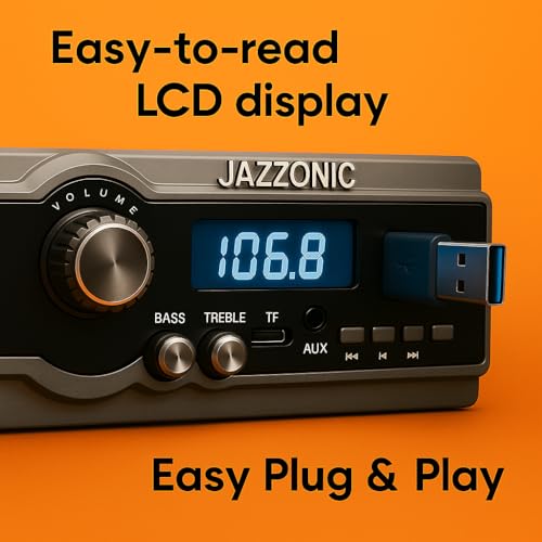 Image of Double IC High Power Car Stereo with LCD & Remote Control | Universal Fit MP3 Player -Bluetooth, USB, AUX, FM Radio, SD Card | Built-in Equalizer for Bass & Treble Control | Black-Grey (014)
