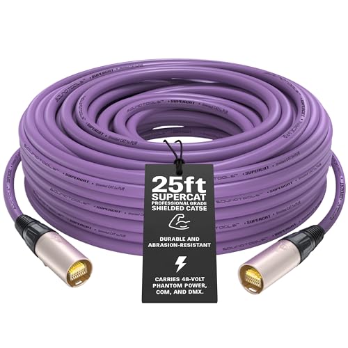 Sound Tools SuperCAT Professional Grade Shielded CAT5e etherCON Cable High-Speed Ethernet Cable with 6Gbps Data Transfer Flexible Polyurethane Jacket & Neutrik Connectors (25 feet Purple)