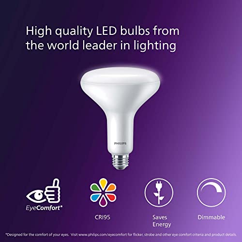 Image of PHILIPS LED 65W BR40 1-Pack Ultra Definition Daylight (5000K) 800 Lumen (10W = 65W) Dimmable Frosted Flicker-Free Light Bulb