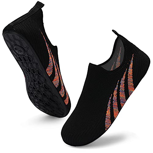 ANLUKE Womens Mens Water Shoes Barefoot Quick-Dry Aqua Socks for Beach Swim Surf Water Sport (38/39, ColorEdge-Black)