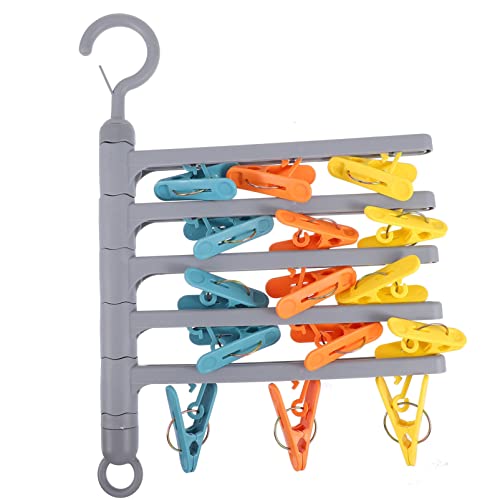 Garneck 1pc Drying Rack Clothes Rack Laundry Rack Flexible Clothes Hanger Rotatable Clothes Hanger Hangers Hook Dryer Portable Tie Rack Hanger Sock Rack Coat Rack Sock Hanging Rack Pp Grey