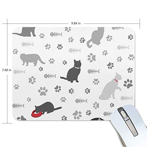 Preisvergleich Produktbild Mauspad mit Katzenpfotenabdruck und Fischgräten-Depos Mauspad, Premium-strukturiert, rutschfeste Gummiunterseite, für Laptop, Computer und PC