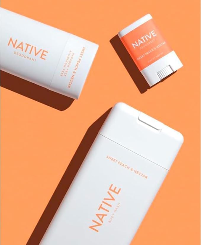 Native Sweet Peach & Nectar Travel Deodorant and Body Wash Set 0.35 oz
