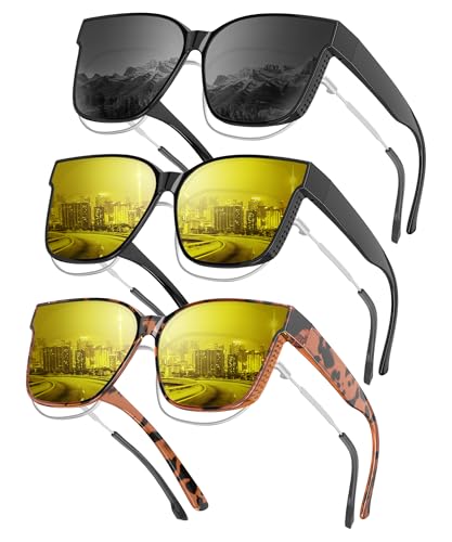 Image of KALIYADI Fit-Over-Glasses Polarized Sunglasses-for-Men Wrap-Around-Sunglasses: Mens Polarized Sunglasses UV400 Protection