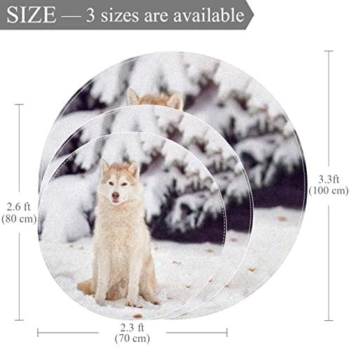 Alfombra perro husky siberiano con forma redonda para mascotas 4