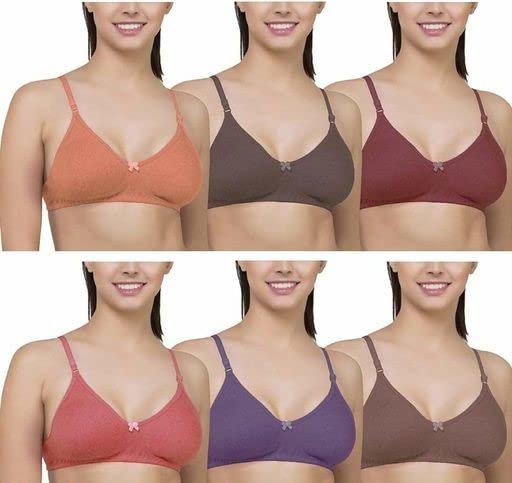 Bra for Women and Girls Seamless Lingerie Support Comfort Non-Padded Weir-Free Sport Bra (Pack of 6)