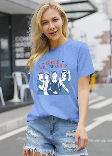 Image of Ithalt Feminist Shirt for Women RBG Graphic T-Shirt Patriotic 4th of July Tees Inspirational Quote Tops