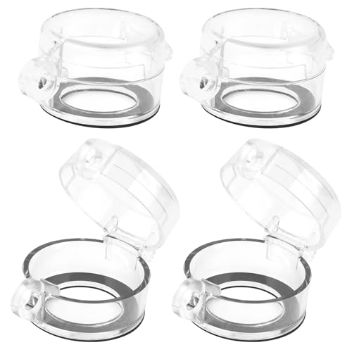 Emergency Stop Button Cover Lockout – 4 Pack Round Transparent Push Button Switch Cover Protector, 30mm Holes, Adhesive, for Industrial Control Panels, Workshops & Equipment Maintenance