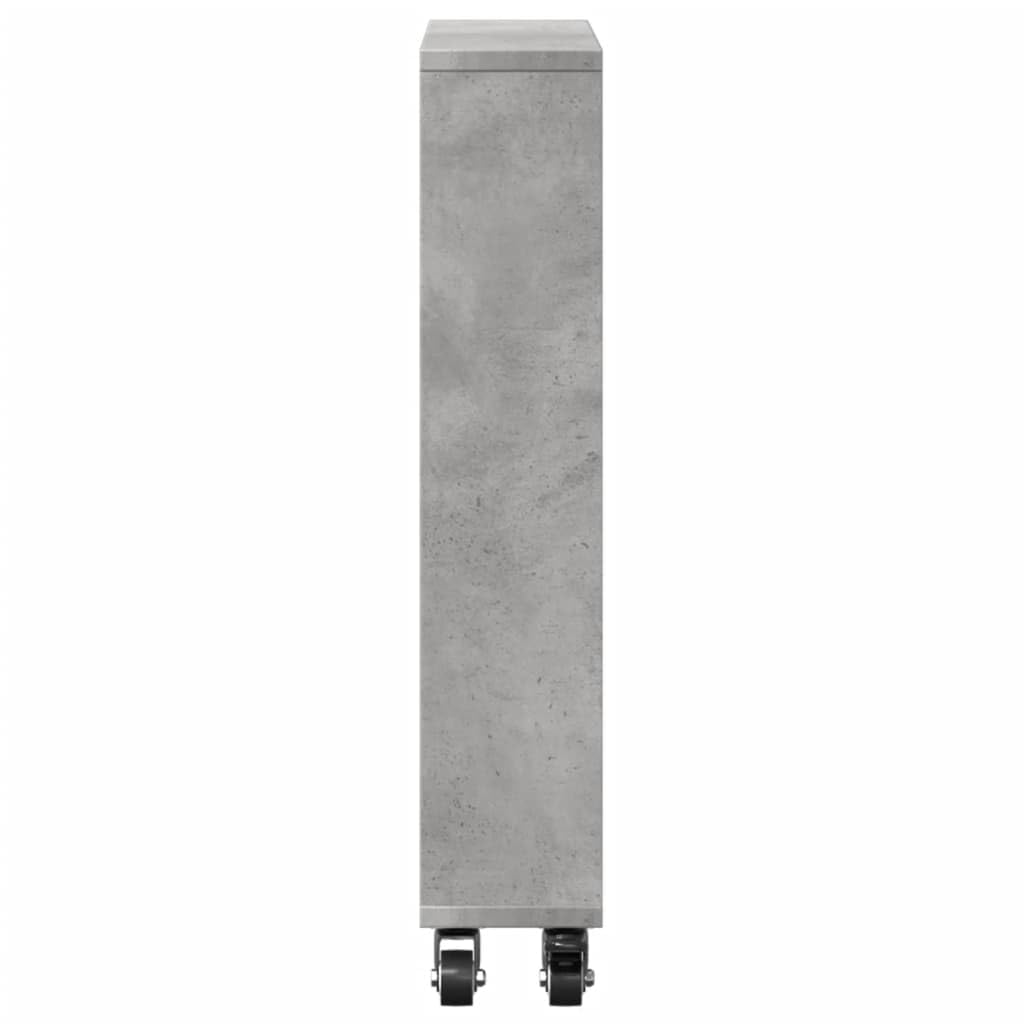 Wózek do przechowywania wąski szary beton 48 x 13 x 68 cm, z płyty wiórowej, z 4 obrotowymi kółkami i 2 hamulcami - organizer do domu z dużą ilością miejsca do przechowywania