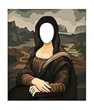 Mona Lisa Themed Face Cutout, 24' x 36' Photo Stand-in, Hole in Face, Party Selfie Photo Prop, Famous Artwork Decoration