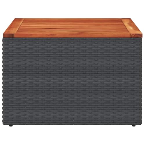 Table de jardin en rotin synthétique peu encombrante noire 55x55cm