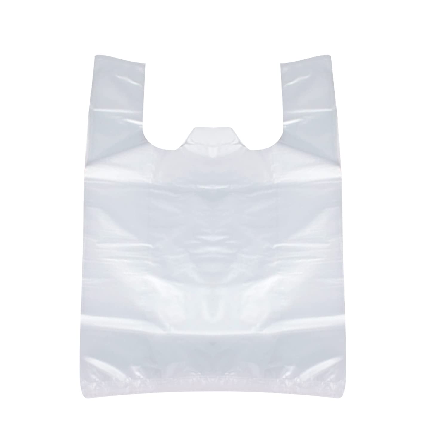 Large Plastic T-Shirt Bags with Handles, 100 Count 21 Inch x 13.7 Inch Grocery Shopping Bags, Heavy Duty Grocery Bags for Merchandise Retail, Small Business and Home Use