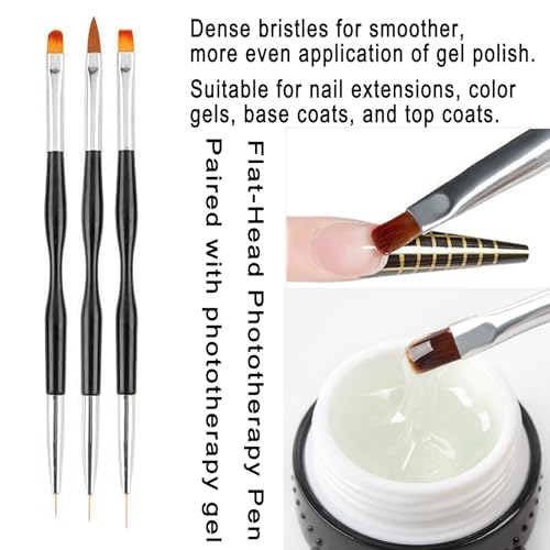 Nail Art Brushes Nail Art Tool Kit, Nail Design Tools Set with Liner Brushes, Dotting Pens, UV Gel Brushes, for DIY Nail Art, Salon and Home Use, Nylon Bristles, Acrylic Handle, Black Style 32pcs — view 5