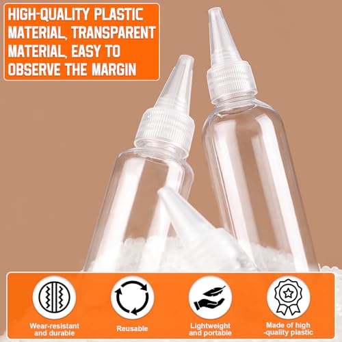 Miniatura 4 de Kleemeiero 12 Pcs Botellas Exprimibles Para Salsas 60ml Botella De Condimento Sin Bpa Con Boquilla Botella Exprimible De Plastico Para Aceite, Salsas Y Condimentos Incluye Embudos Y Etiquetas