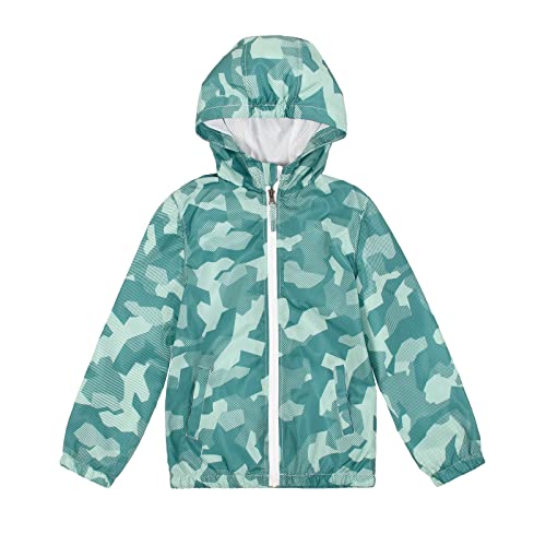SNOW DREAMS Boys Waterproof Rain Jacket Windbreaker Lightweight Coat Kids Raincoat Outerwear Green Camo Size 6