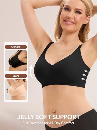 Image of Angelhood 3 Pack Nursing Bras for Breastfeeding Seamless Pregnancy Maternity Bra Wireless Sleep Bralette with Extenders