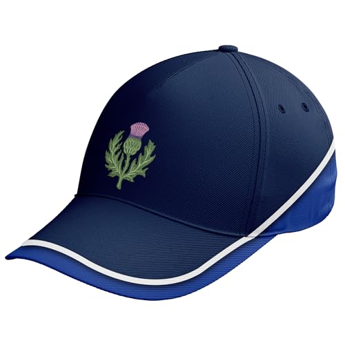 Purple Print House Casquette brodée de chardon écossais rétro pour supporter le rugby, bleu marine, Taille unique