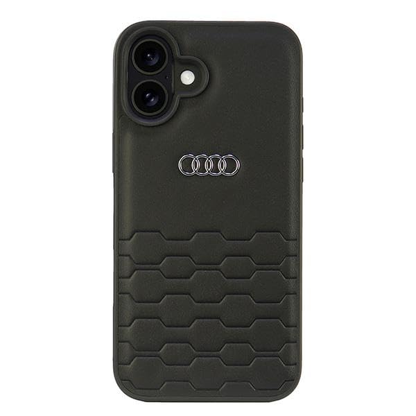 Audi AU-TPUPCIP16M-GT/D2-BK Étui en cuir synthétique pour iPhone 16 Plus 6,7" Noir
