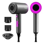 Professional Ionic Hair Dryer, 1800W AC Motor Fast Drying, Overheat Protection, Portable Hairdryer with 1 Diffuser & 2 Concentrator, Cool Shot Button for Home Travel Salon for All Hair Types