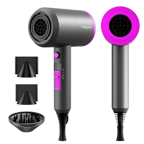 Professional Ionic Hair Dryer 1800W AC Motor Fast Drying Overheat Protection Portable Hairdryer with 1 Diffuser & 2 Concentrator Cool Shot Button for Home Travel Salon for All Hair Types