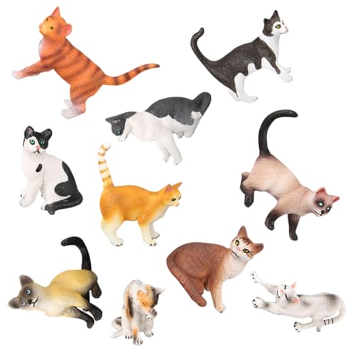 Figurines chat miniatures : lot de 10 statues légères pour bureau et maison