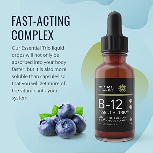 Mt. Angel Vitamins - B12 Essential Trio - Vegan Sublingual Drops with High-Potency Methyl B12, B6 & Folate - Easy Absorption Liquid - Non-GMO, Made in USA - Image 4