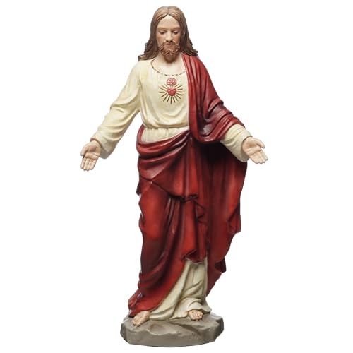 Estatua Religiosa Corazón Sagrado de Jesús Polyresina 6.13 pulg