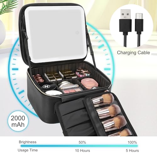 Relavel Travel Makeup Bag with LED Mirror