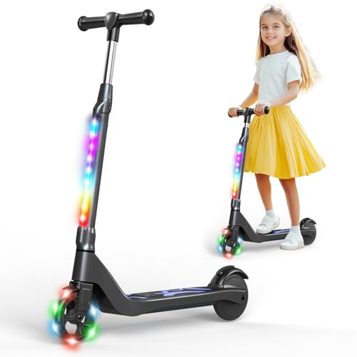 SISIGAD - Patinete eléctrico Infantil de 6 a 8 a 10 años, Scooter eléctrico de 5,3 Pulgadas, con luz LED Colorida y 3 Alturas Ajustables, Patinete Infantil, Velocidad máxima 10 km/h, Carga máxima 70