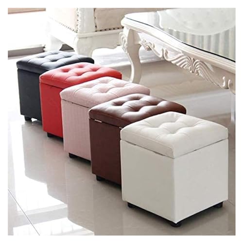 Pouf coffre simili cuir marron - Siège et rangement 40cm - 3