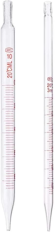 Rtyrytiiu Glass Short Pipette With Scale And Bubble Lab Glassware Kit - 10ml 1/2/3/5/10ml Laboratory equipment (Size : 2ml)