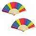 Ototon Éventail Pliant en Bambou Arc en Ciel Éventail à Main Ventilateurs pour LGBT Fête Anniversaire 2pcs