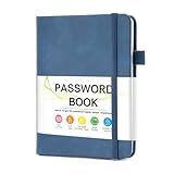 MOSA BEAR Password Keeper Book with Alphabetical Tabs，4.3'x5.7' Small Password Books for Seniors Password Notebook for Internet Website Address Log in Detail（Dark Blue）